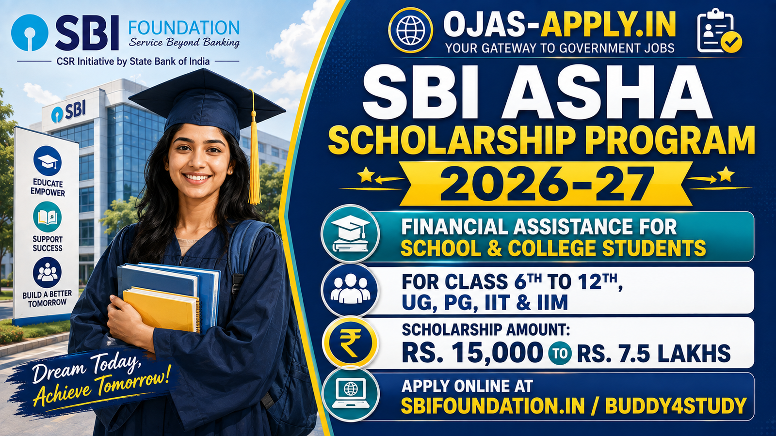 SBI Asha Scholarship Program 2026-27 Banner