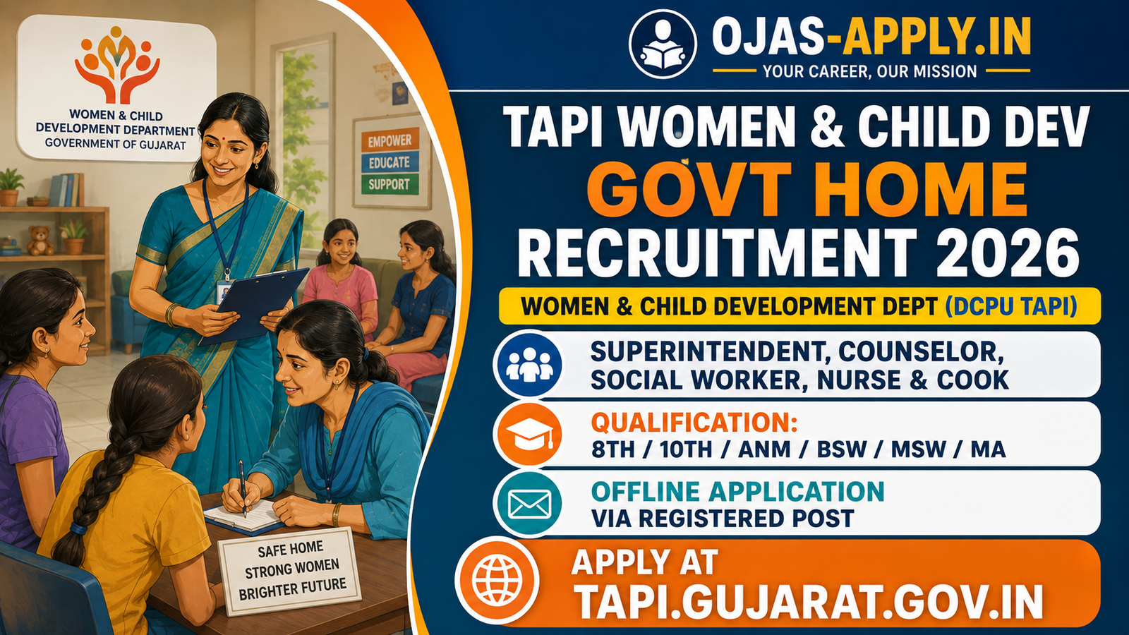 Tapi Women Child Dev Govt Home Recruitment 2026 Banner