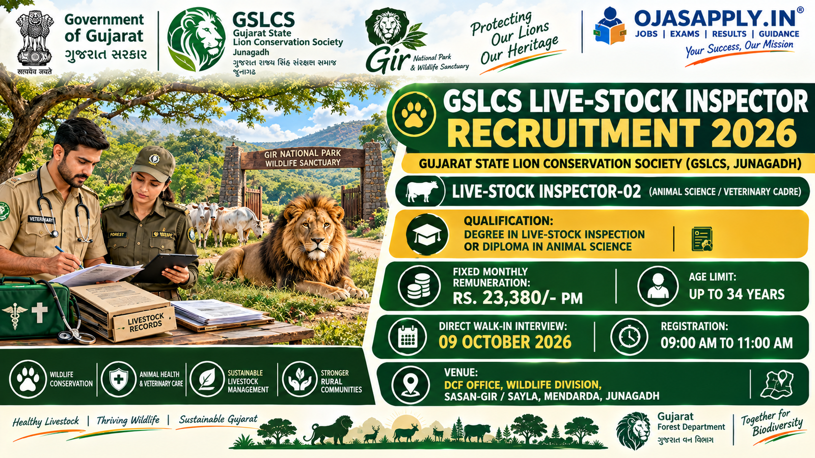 GSLCS Live-Stock Inspector Recruitment 2026 Notification Banner
