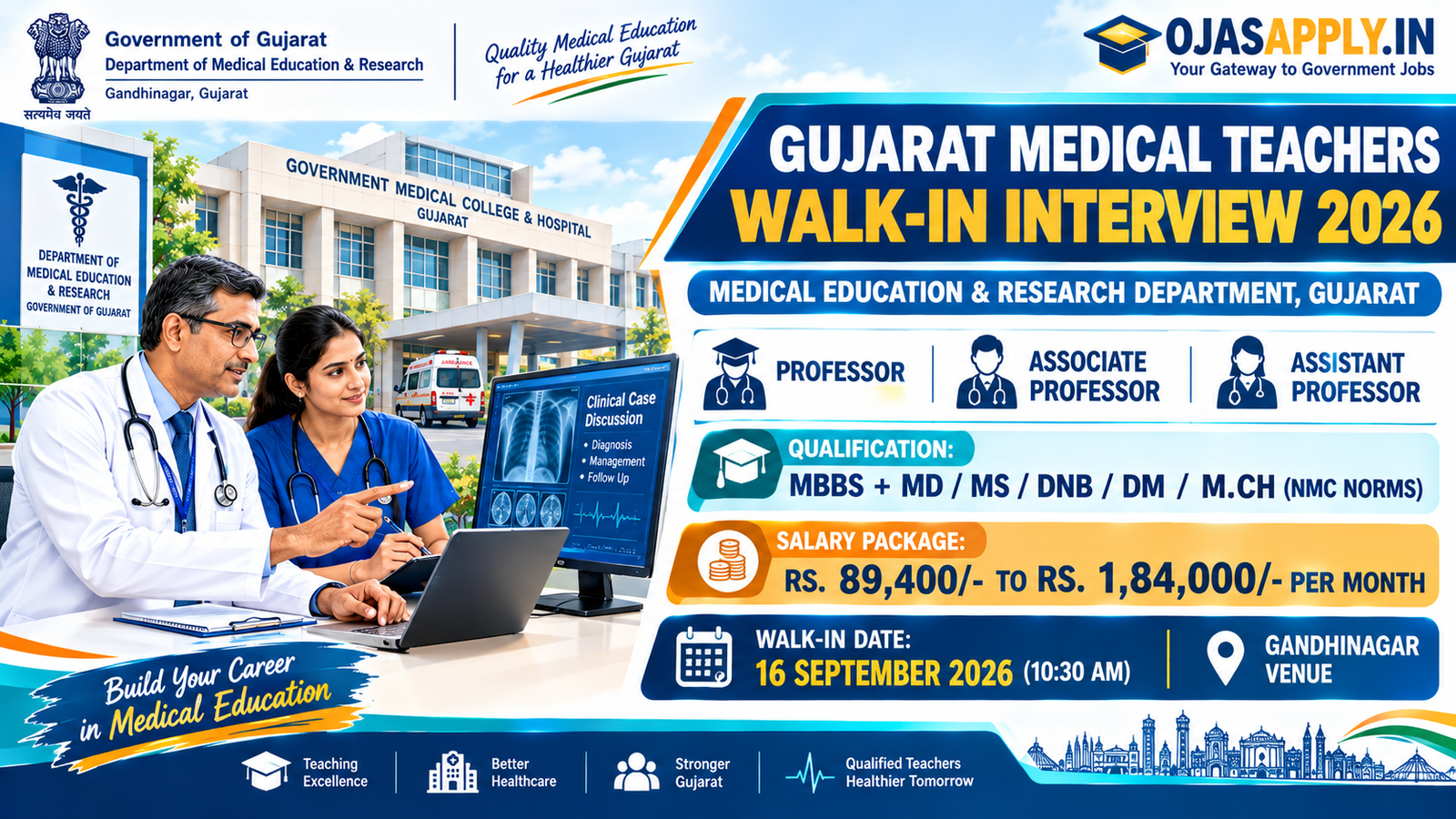 Gujarat Medical Teachers Walk-in Interview 2026 Notification Banner