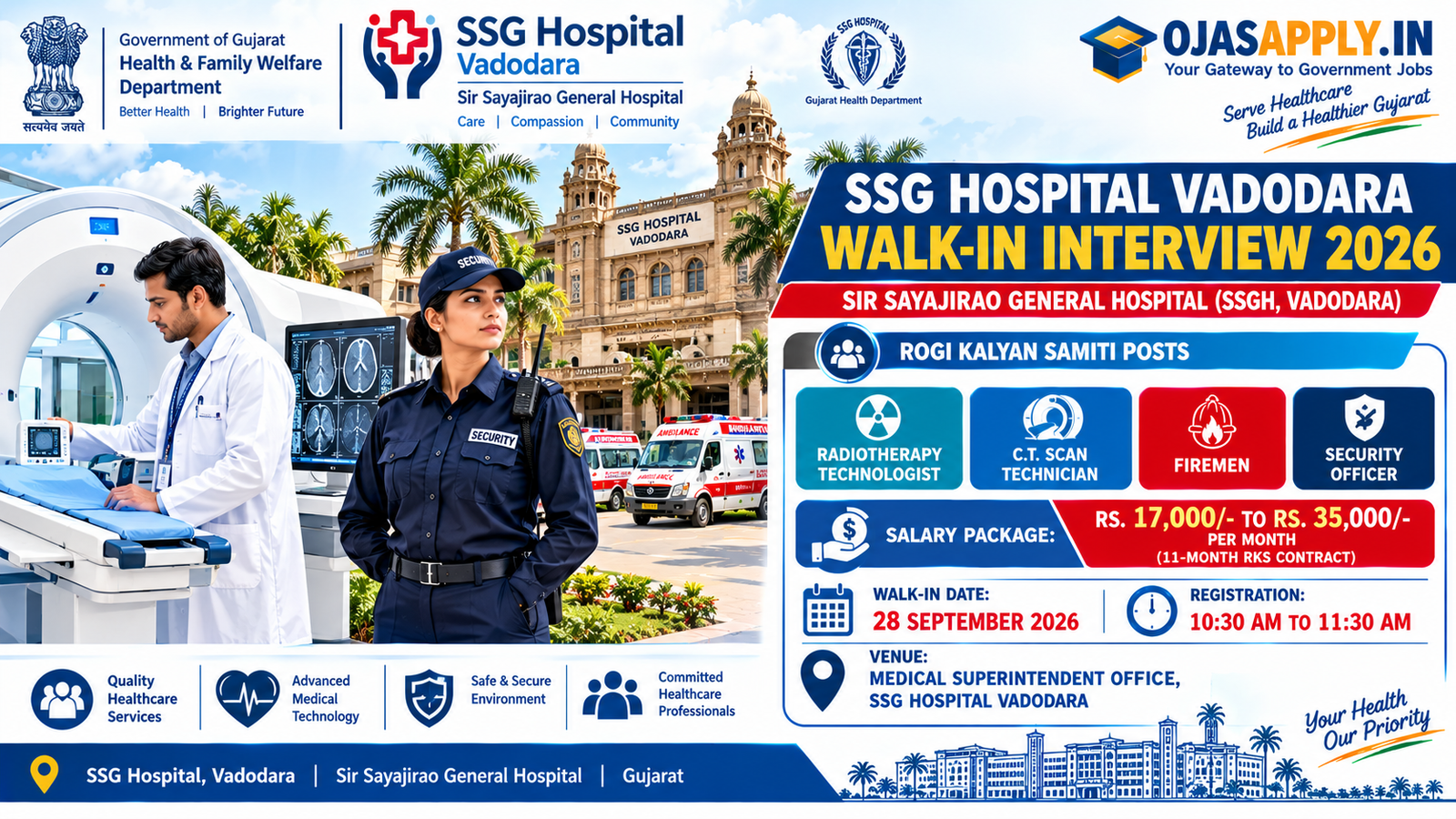 SSG Hospital Vadodara Walk-in Interview 2026 Notification Banner