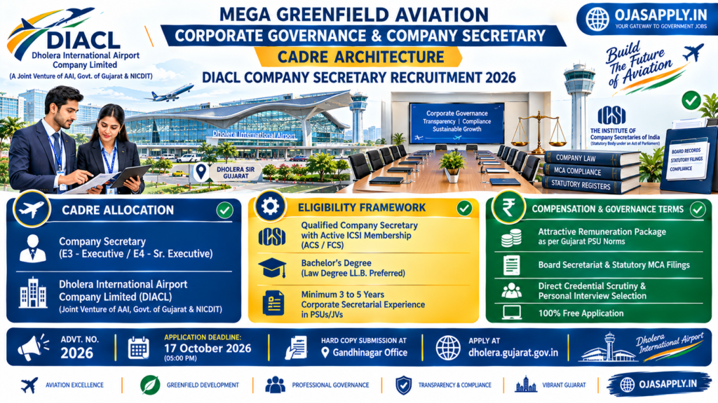 DIACL Company Secretary Recruitment 2026 Dholera Airport CS Infographic