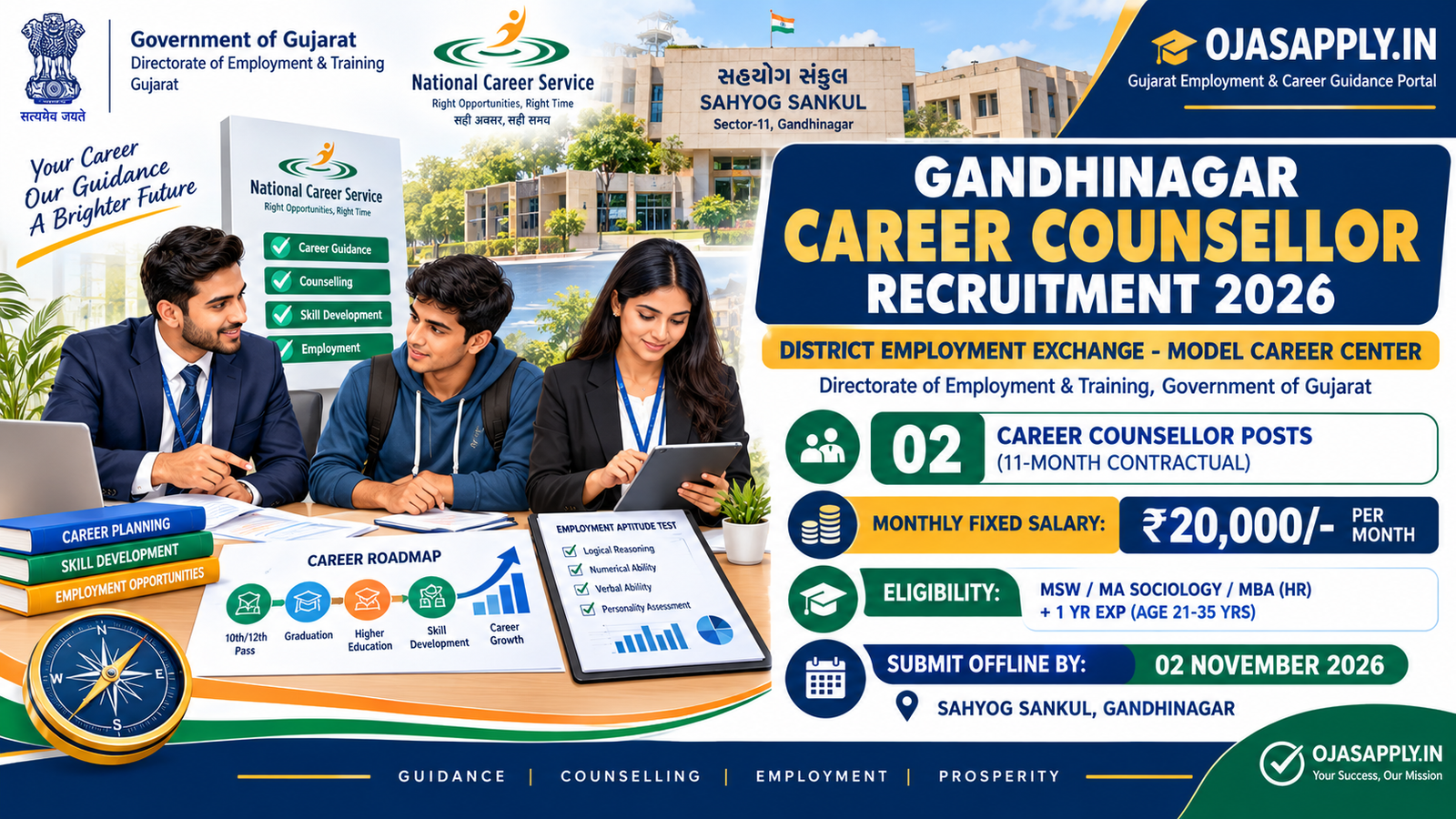Gandhinagar Career Counsellor Recruitment 2026 Notification Banner