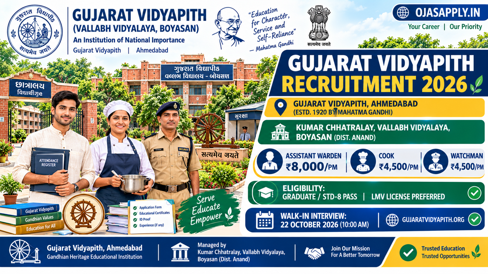 Gujarat Vidyapith Recruitment 2026 Notification Banner