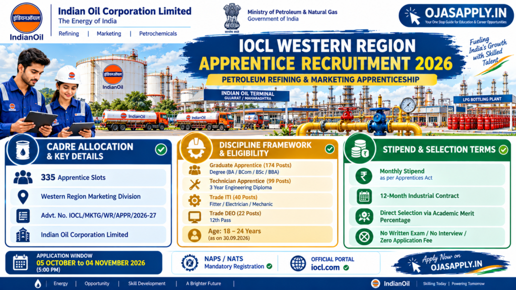 IOCL Western Region Apprentice Recruitment 2026 Vacancy Eligibility Infographic