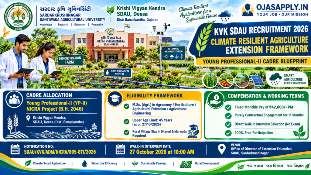 KVK SDAU Young Professional II Recruitment 2026 Salary 42000 Walk In Interview Infographic