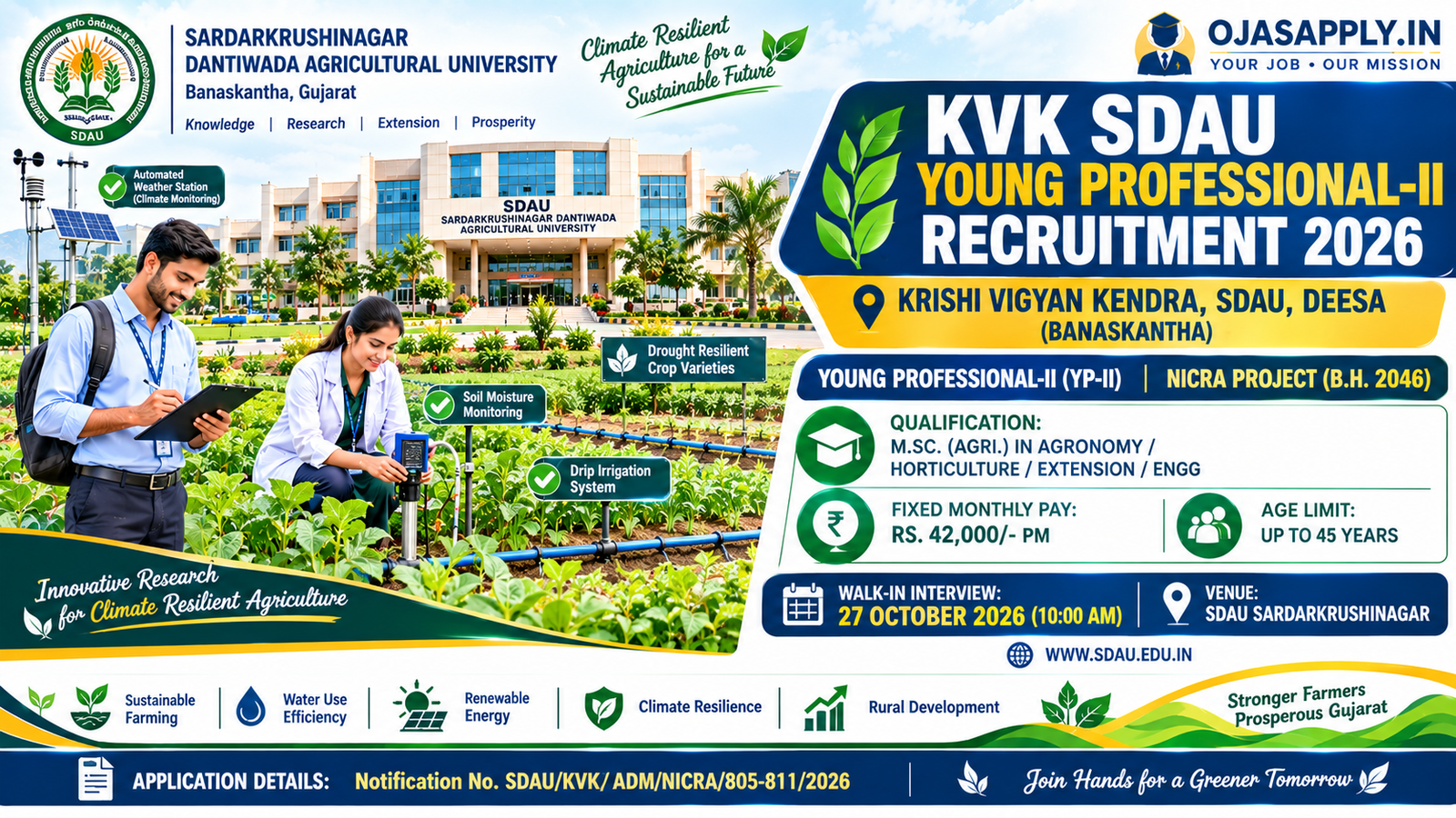 KVK SDAU Young Professional Recruitment 2026 Notification Banner