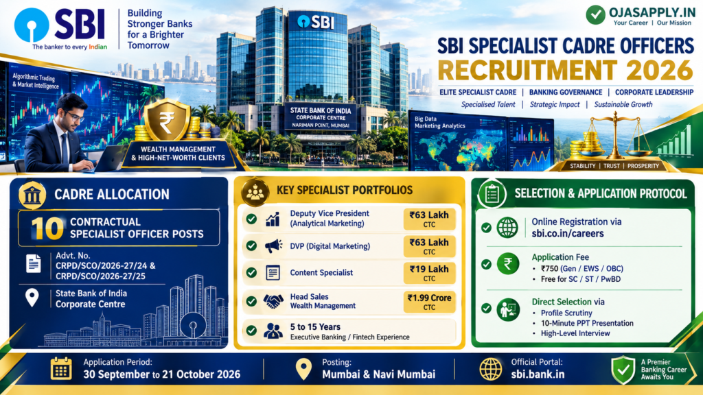 SBI Specialist Cadre Officers Recruitment 2026 Salary 1.99 Crore SCO Infographic