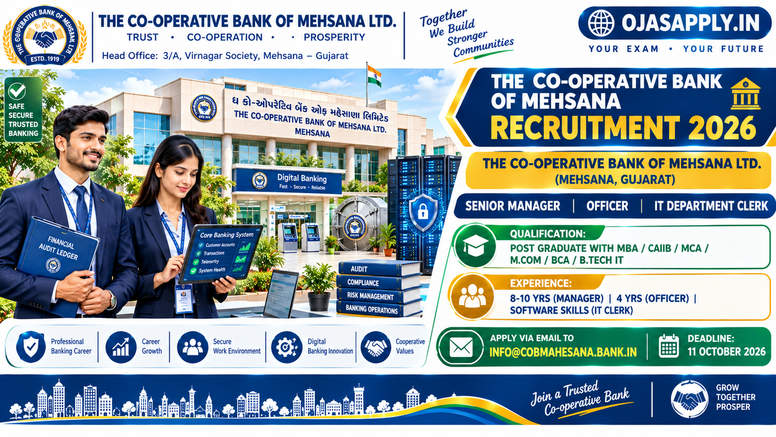 The Co-operative Bank of Mehsana Recruitment 2026 Notification Banner