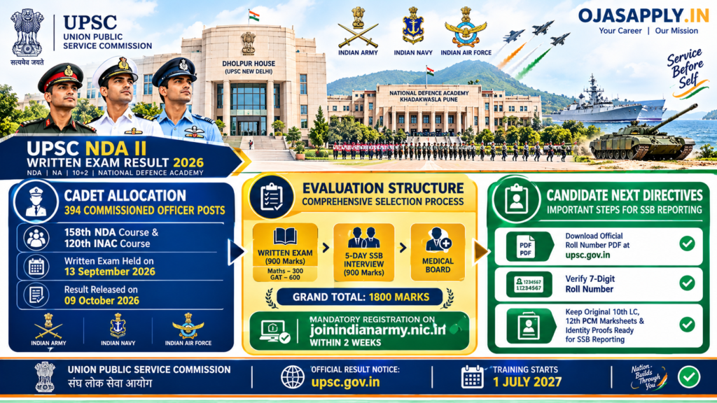 UPSC NDA II Written Exam Result 2026 SSB Interview Selection Infographic